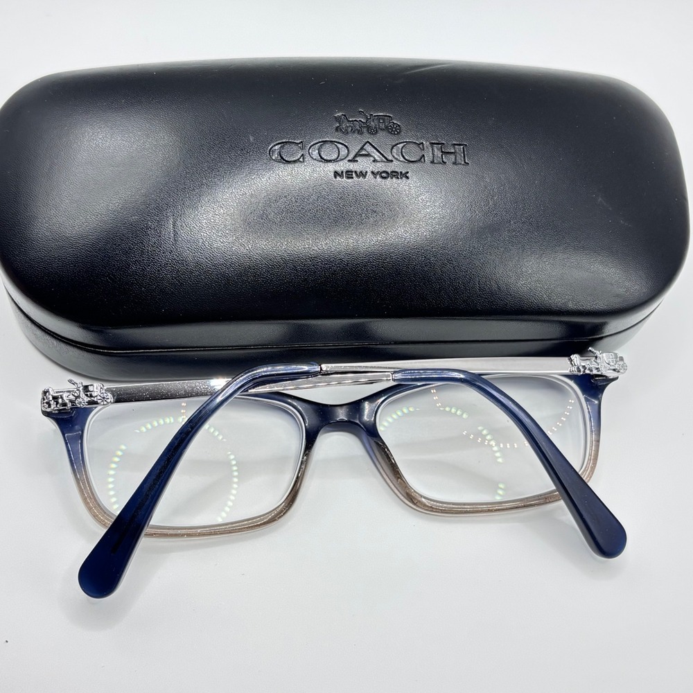 Preppy Sparkle Eyeglasses Coach HC6110 50mm Denim Taupe Glitter Acetate Silver